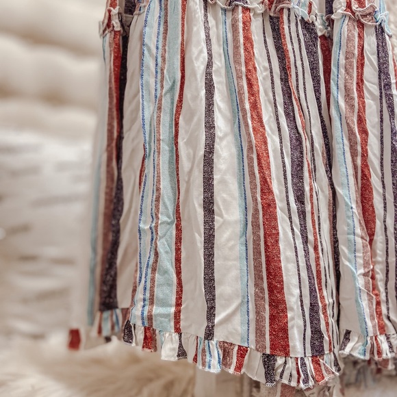 Striped Midi Jumper/Pinafore with Bows on shoulders - Picture 2 of 4